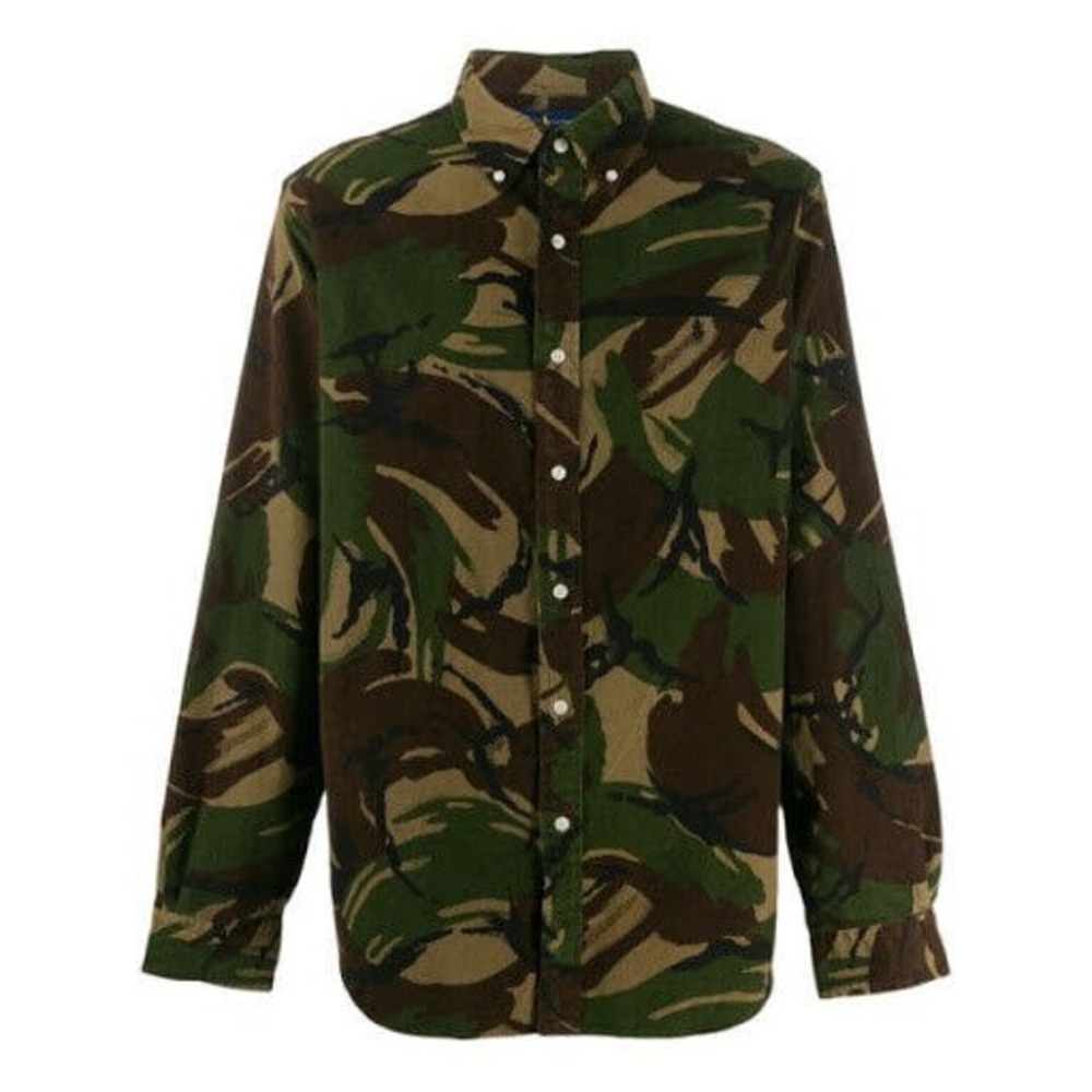Polo Ralph Lauren Classic Fit Corduroy Shirt Button Front Camo Size Medium M nwt